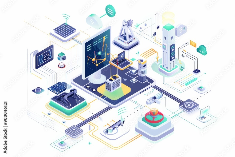 Conceptual Technology Flat Illustration created with Generative AI Conceptual Technology Flat Illustration created with Generative AI