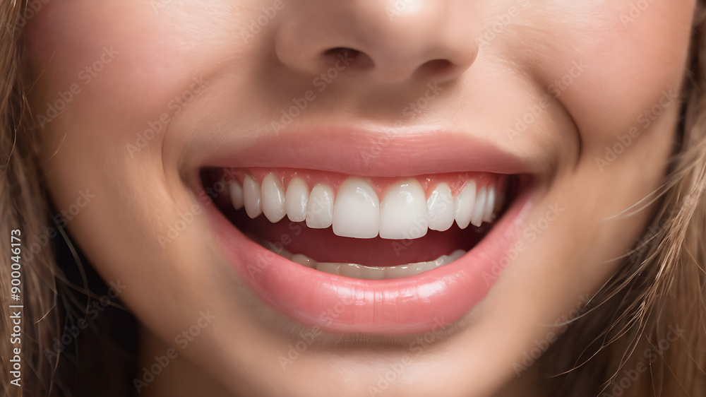 Dental health close up woman smile. Generative AI Dental health close up woman smile. Generative AI