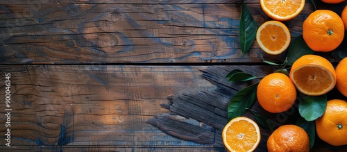 Top view of fresh oranges d...