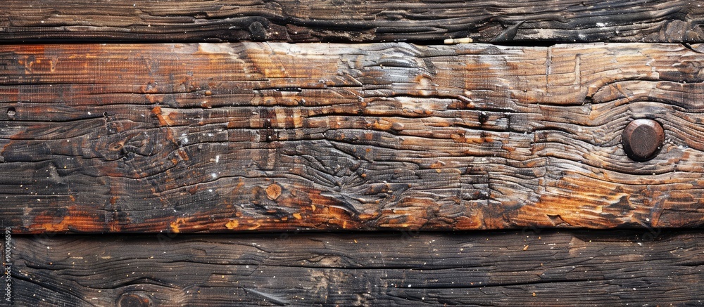 Naklejka premium Old natural patterns create a textured dark wood surface background perfect for displaying text or images on a copy space image