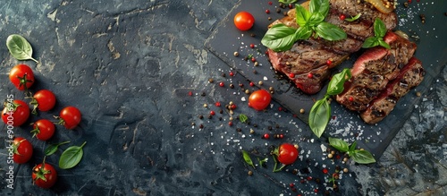 Sirloin steak with cherry t...