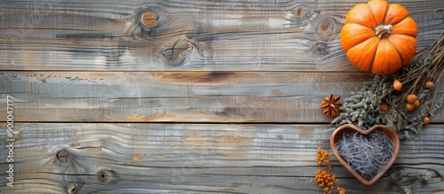 Weathered boards with pumpk...