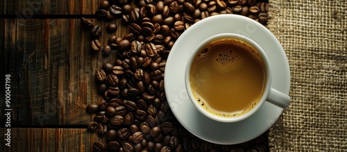 Coffee beans arranged besid...