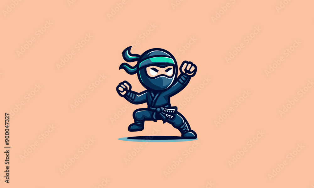character ninja dance vector mascot design