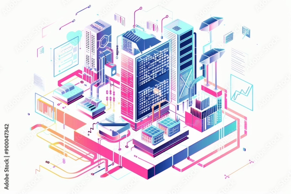 Conceptual Technology Flat Illustration created with Generative AI
