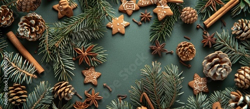 Top view of a Christmas the...