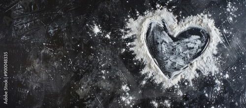 Heart shape drawn on flour ...