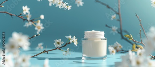 Skin care product on a blue...
