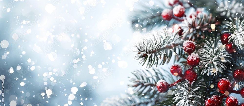 Winter themed background for Christmas and New Year holidays ideal for a Christmas greeting card with ample copy space image Winter themed background for Christmas and New Year holidays ideal for a Christmas greeting card with ample copy space image