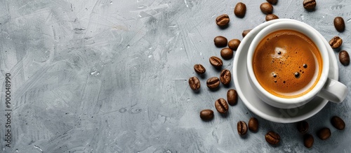 Flat lay photo of a cup of ...