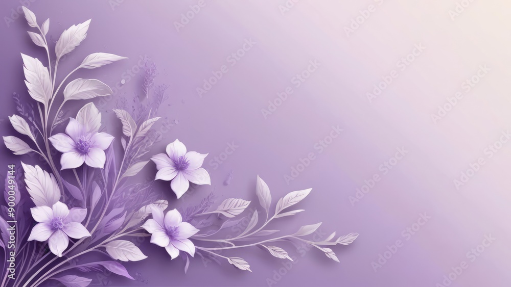 Elegant Pink Floral Background with Decorative Swirls and Leaves [with copy space]