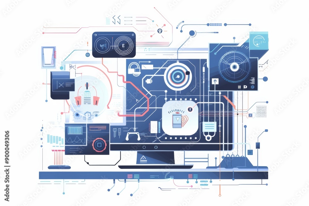 Conceptual Technology Flat Illustration created with Generative AI Conceptual Technology Flat Illustration created with Generative AI