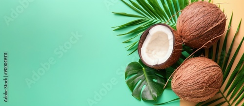 Top view of a coconut with ...