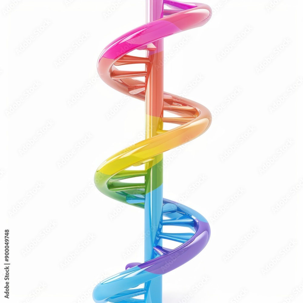 Colorful DNA Model Biology Tool Digital Render Isolated on White Background Colorful DNA Model Biology Tool Digital Render Isolated on White Background