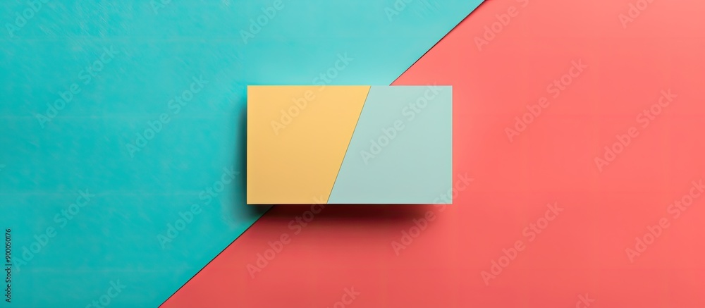 A business card mockup displayed on a colorful background in a flat lay style with copy space for text A business card mockup displayed on a colorful background in a flat lay style with copy space for text