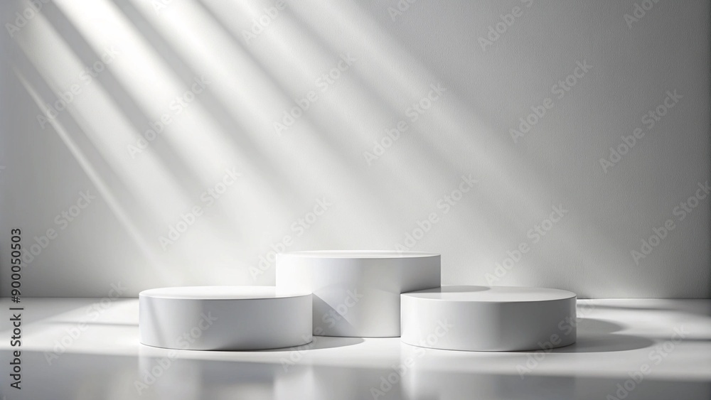 Three White Cylinders In Minimalist Setting. Three White Cylinders In Minimalist Setting.