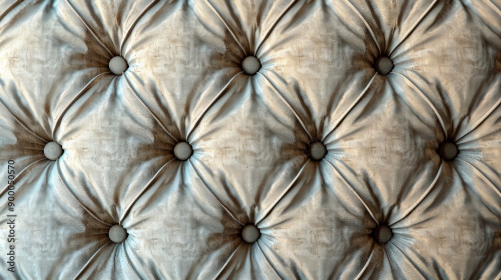 Fototapeta premium Fabric Upholstery : Padded wall with soft fabric upholstery in a neutral color