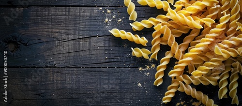 Top view of dry pasta on a ...