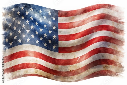 Wallpaper Mural Vibrant transparent American flag background with subtle waving effect, perfect for patriotic designs, overlaid on a soft white background with subtle texture. Torontodigital.ca