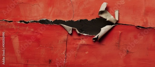 Damaged paper with a torn h...