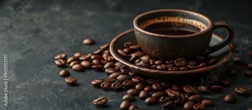 Dark background with a coff...