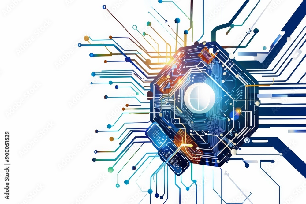 Obraz premium Conceptual Technology Flat Illustration created with Generative AI