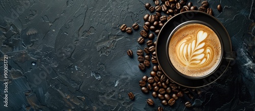 Top view of a latte with co...