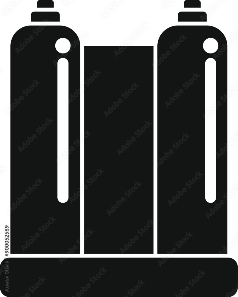 Black double oxygen tank icon in simple style isolated on white background Black double oxygen tank icon in simple style isolated on white background