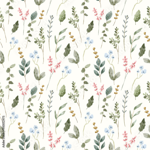 beautiful wildflower watercolor seamless pattern
