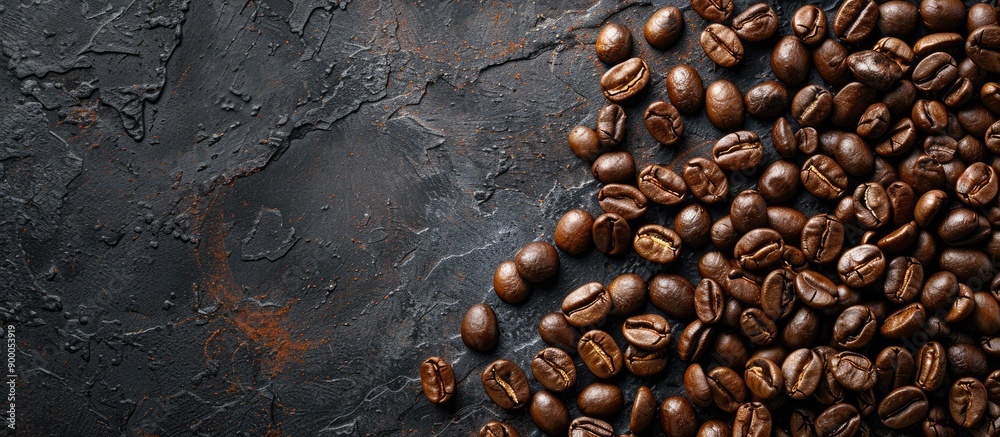 Coffee beans atop a stone surface viewed from above with room for text Background of roasted coffee beans with a textured close up shot. with copy space image. Place for adding text or design Coffee beans atop a stone surface viewed from above with room for text Background of roasted coffee beans with a textured close up shot. with copy space image. Place for adding text or design