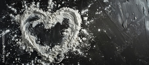 Heart shape drawn on flour ...