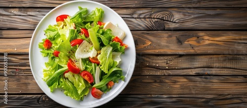 Top view of a salad with cr...