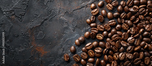 Coffee beans atop a stone s...