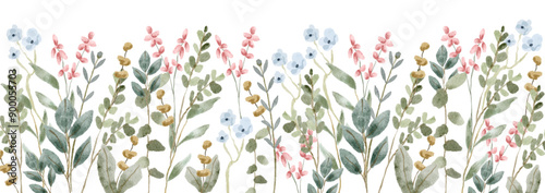 beautiful wildflower watercolor border
