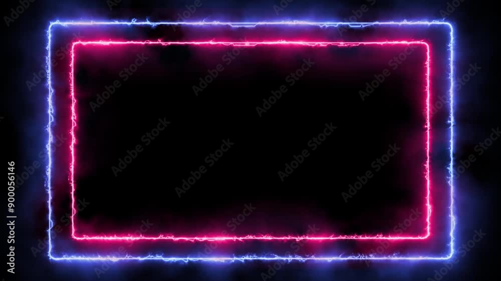 Neon rectangular facecam abstract background overlay, neon frame animated background overlay is made with two neon lines.