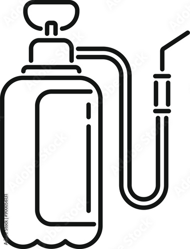 Black and white icon of a manual pump sprayer used for gardening