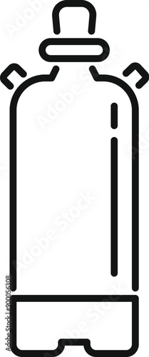 Simple, bold outline icon of an oxygen tank, commonly used for scuba diving and underwater exploration