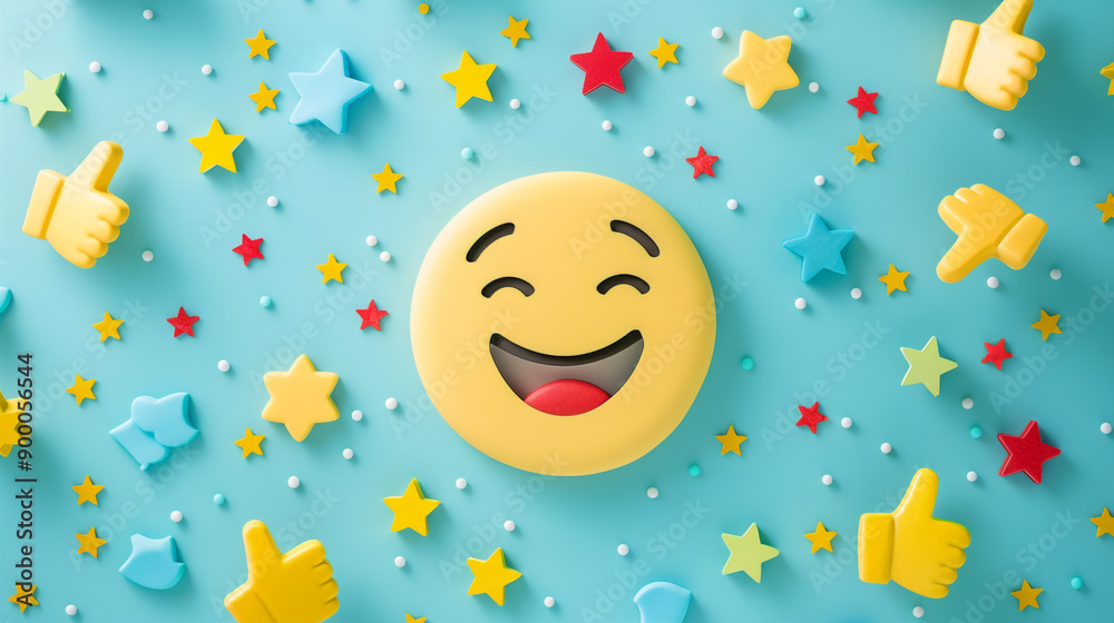 joyful happy face emoji with stars thumbs up joyful happy face emoji with stars thumbs up