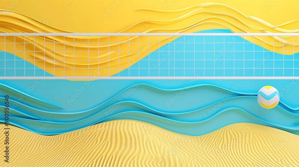 Volleyball Court Geometric Pattern Decoration preview