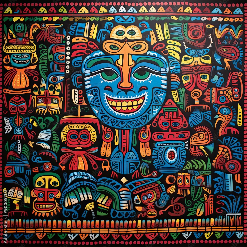 Fototapeta premium Guna Yala Heritage Unveiled Vibrant Panama Mola Tapestry