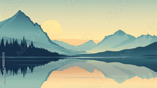 minimalistic nature landscape with mountains