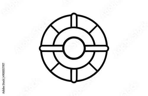 Life bouy black icon isolated on white background. Vector illustration.