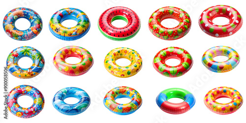 Inflatable swimming ring, clearly isolated on a clean transparent background.
