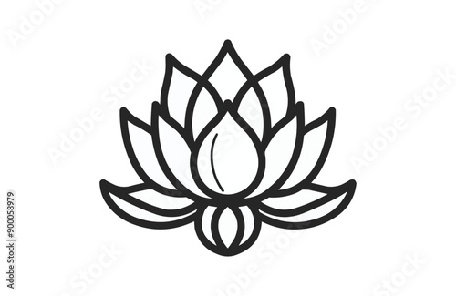 Lotus black icon isolated on white background. Vector illustration.