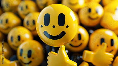 smiley face with star thumbs up and happy emoji