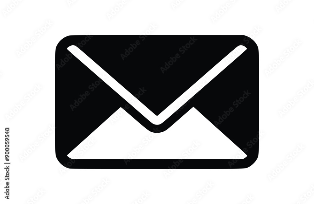 Mail black icon isolated on white background. Vector illustration. Mail black icon isolated on white background. Vector illustration.