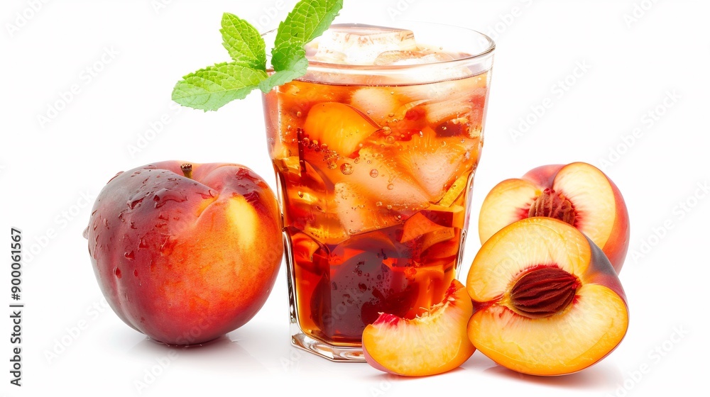 Peach Iced Tea with Mint and Ice Peach Iced Tea with Mint and Ice