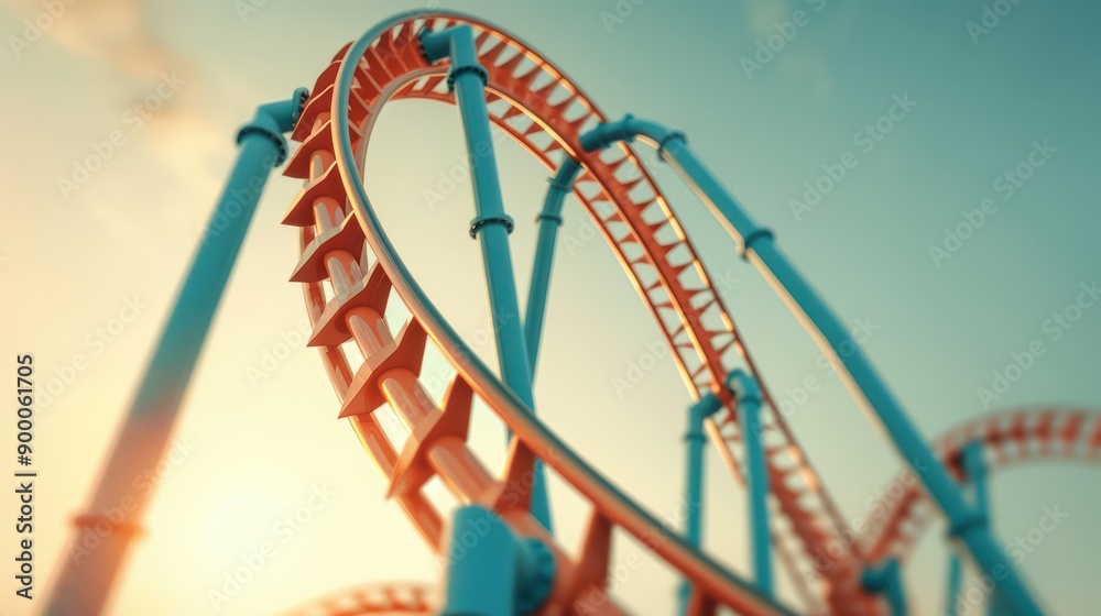 Summer excitement at an amusement park showcases roller coasters with sunlight filtering through vibrant rides Summer excitement at an amusement park showcases roller coasters with sunlight filtering through vibrant rides