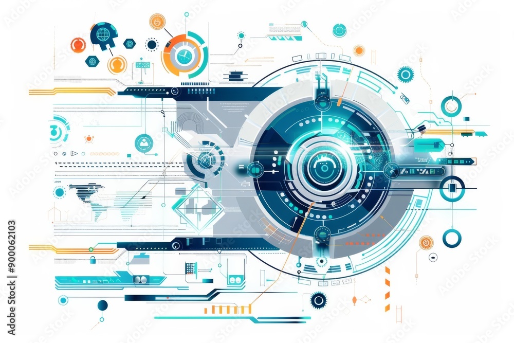 Conceptual Technology Flat Illustration created with Generative AI Conceptual Technology Flat Illustration created with Generative AI