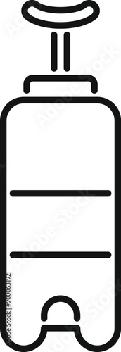 Line icon of a water cooler with a full bottle and an upside down glass placed on top of it